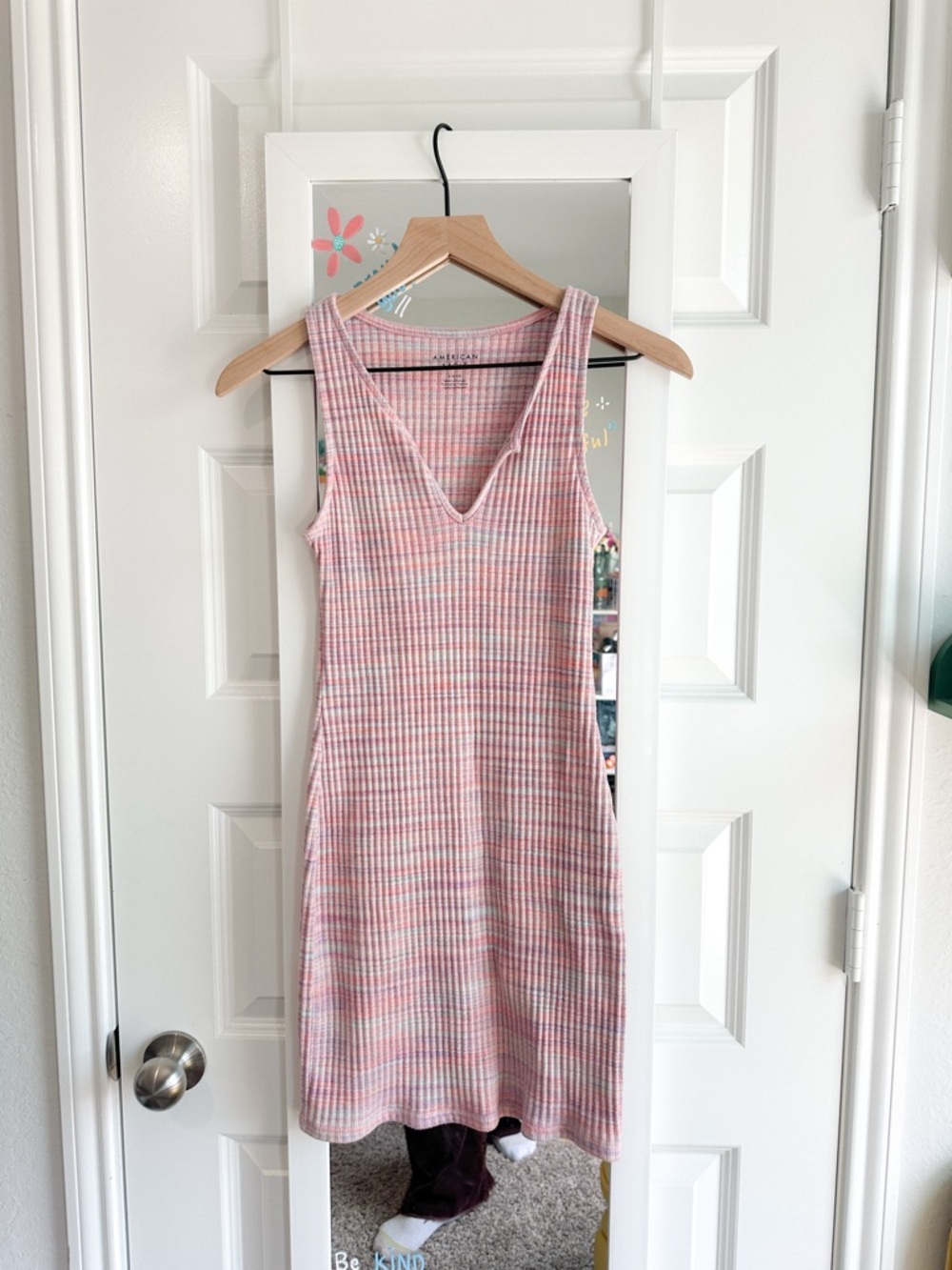 American Eagle Ribbed Knit Space-Dye Mini Dress